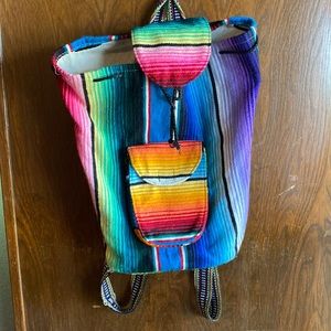 Serape pull string backpack